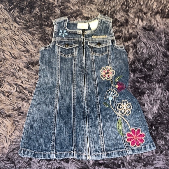 Rocawear Dresses |Girl Rocawear Denim Dress flowers | Color: Blue/Red | Size: 24 - Picture 1 of 4